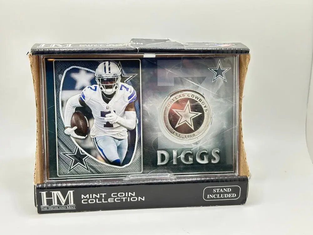 Trevon Diggs Dallas Cowboys Highland Mint Coin Collection Stand Included New